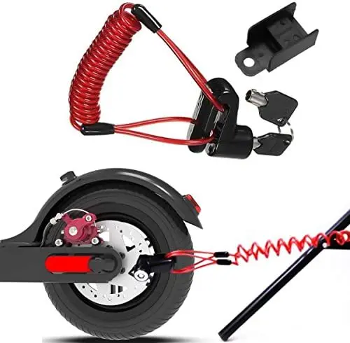 Produktbild: Bremsscheibenschloss,Scooter Stahldraht Schloss,Scheibenbremsenschloss, Diebstahlsicherung Stahldraht Schloss für Xiaomi Mijia M366, Motorrad Fahrrad Räder Schließfach mit Erinnerungsseil (Schwarz)
