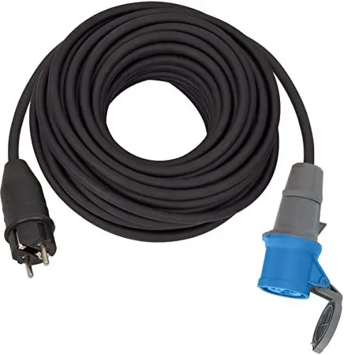 Produktbild: Brennenstuhl Adapterkabel/CEE-Adapter mit Schutzkontakt-Stecker und CEE-Kupplung (25m Kabel in Schwarz, H07RN-F 3G2,5, 230V/16A, ständiger Einsatz im Außenbereich IP44, Made in Germany)