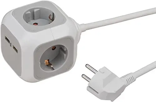 Produktbild: Brennenstuhl Alea-Power USB-Charger Steckdosenblock/Steckdosenwürfel 4-Fach (mit 2X USB, 1,4m Kabel und erhöhtem Berührungsschutz)