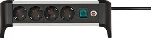 Produktbild: Brennenstuhl Alu-Office-Line Steckdosenleiste 4-Fach/Steckerleiste aus Aluminium für den Schreibtisch (Mehrfachsteckdose mit Schalter und 1,8m Kabel, Made in Germany)