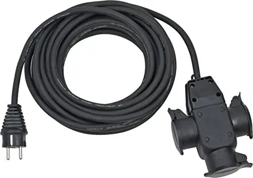 Produktbild: Brennenstuhl Baustellen-Verlängerungskabel mit 3-Fach Gummikupplung IP44 (10m, mit integrierter Vorrichtung zum Befestigen, Gebrauch im Innen- und Außenbereich)