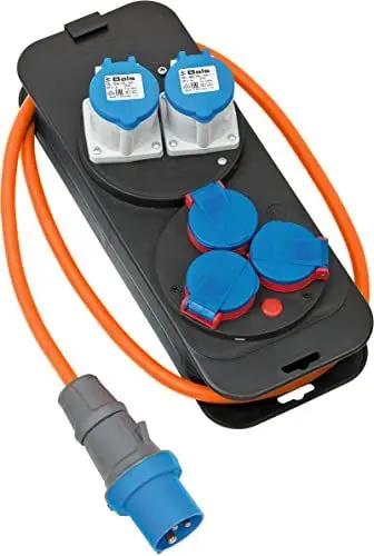 Produktbild: Brennenstuhl CEE 230V Camping Stromverteiler mit CEE-Stecker (2X CEE Steckdosen, 3X Schutzkontakt-Steckdosen, 1,5m H07RN-F 3G2,5 Kabel in orange, ideal für Campingeinsatz, Made in Germany)