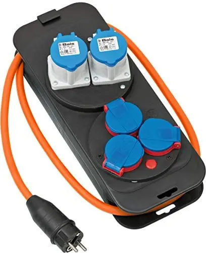 Produktbild: Brennenstuhl CEE 230V Camping Stromverteiler mit Schutzkontakt-Stecker (2X CEE Steckdosen, 3X Schutzkontakt-Steckdosen, 1,5m H07RN-F 3G2,5 Kabel in Orange, ideal für Campingeinsatz, Made in Germany)