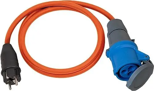 Produktbild: Brennenstuhl Camping Adapterkabel/CEE-Adapter mit Schutzkontakt-Stecker und CEE-Kupplung (1,5m Kabel in Orange, H07RN-F 3G2,5, 230V/16A, ständiger Einsatz im Außenbereich IP44, Made in Germany)