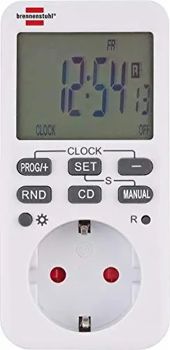 Produktbild: Brennenstuhl Comfort-Line Digitale Wochenzeitschaltuhr, digitale Timer-Steckdose (Wochen-Zeitschaltuhr für Innenbereich, Countdown-Funktion und mit erhöhtem Berührungsschutz) weiß