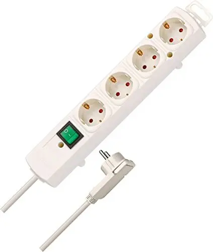 Produktbild: Brennenstuhl Comfort-Line Plus, Steckdosenleiste 4-Fach (Steckerleiste mit Flachstecker und Schalter, Mehrfachsteckdose mit 2m Kabel und extra Breiten Abständen der Steckdosen) weiß