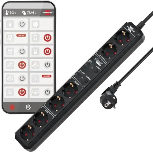 Produktbild: Brennenstuhl Connect Eco-line WiFi Steckdosenleiste / Intelligente Mehrfachsteckdose 6-fach (2.4 GHz WiFi, kompatibel mit Alexa und Google Assistant, kostenfreie App, 1,5m Kabel) schwarz