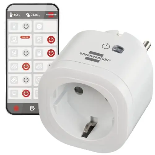Produktbild: Brennenstuhl Connect WLAN Steckdose WA 3000 XS01 (WiFi Steckdose 2.4 GHz kompatibel mit Alexa und Google Assistant, kein Hub erforderlich, smarte Steckdose mit Zeitschaltuhr, kostenlose App)