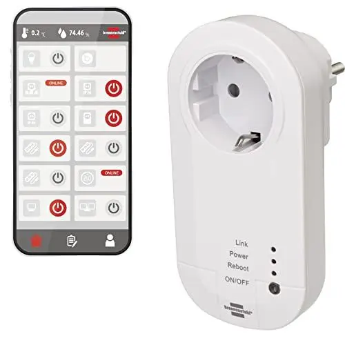 Produktbild: Brennenstuhl Connect WLAN Steckdose mit 433 MHz Sender WA 3600 LRF01 433 (WiFi Steckdose 2.4 GHz kompatibel mit Alexa, Google Assistant und selbstlernenden Brennenstuhl 433 MHz Funk-Produkten)