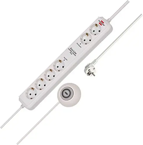 Produktbild: Brennenstuhl Eco-Line Comfort Switch Plus, Steckdosenleiste 6-Fach (Mehrfachsteckdose mit 2 permanenten, 4 schaltbaren Steckdosen, beleuchteter Fußschalter) weiß
