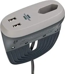 Produktbild: brennenstuhl estilo Sofa-Steckdose mit USB-Ladefunktion (Möbel-Steckdose mit 1x Euro-Steckdose und 2x USB-Charger, Steckdosenleiste mit Halteschiene) anthrazit/grau
