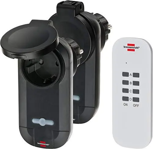 Produktbild: Brennenstuhl Funkschalt-Set RC CE1 0201, 2er Funksteckdosen Set (Außenbereich IP44, mit Handsender und erhöhtem Berührungsschutz) schwarz