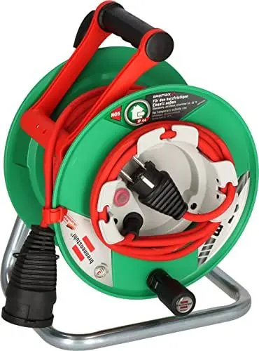 Produktbild: Brennenstuhl Garant G IP44 Gartenkabeltrommel (Kabeltrommel für Rasenmäher mit 23+2m Kabel in rot, Spezialkunststoff, kurzfristiger Einsatz im Außenbereich, Made in Germany)