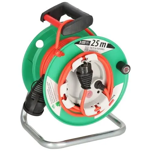 Produktbild: Brennenstuhl Garant G IP44 Gartenkabeltrommel (Kabeltrommel für Rasenmäher mit 23+2m Kabel in rot, Spezialkunststoff, vorübergehende und zeitlich begrenzte Verwendung im Freien, Made in Germany)