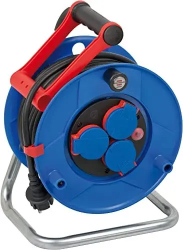 Produktbild: Brennenstuhl Garant IP44 Gewerbe-/Baustellen-Kabeltrommel (25m Kabel in schwarz, aus Spezialkunststoff, Baustelleneinsatz und ständiger Einsatz im Außenbereich, Made in Germany)