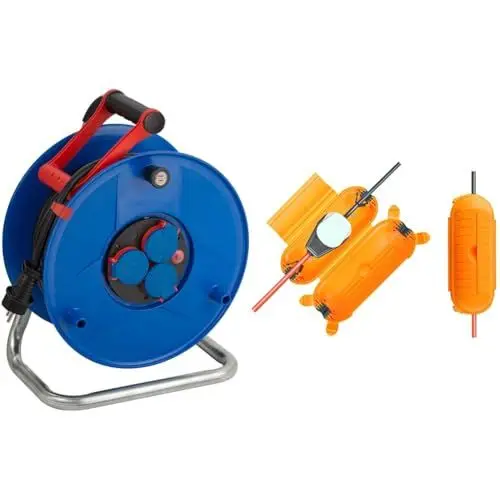 Produktbild: Brennenstuhl Garant IP44 Gewerbe-/Baustellen-Kabeltrommel, 40m - Spezialkunststoff & Safe-Box BIG IP44 / Schutzbox für Verlängerungskabel (Schutzkapsel für Kabel im Außenbereich) gelb