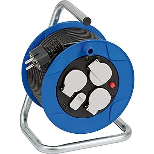 Produktbild: Brennenstuhl Garant Kompakt Kabeltrommel 3-fach mit USB (Kabeltrommel mit USB-Ladefunktion und 15m Kabel, Made in Germany) blau