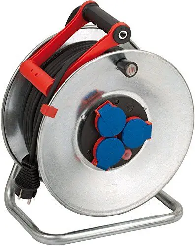 Produktbild: Brennenstuhl Garant S IP44 Kabeltrommel, 50m - Stahlblech (kurzfristiger Einsatz im Außenbereich, Made in Germany) silber