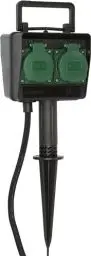 Produktbild: Brennenstuhl Garten-Steckdose/Außensteckdose 4-Fach mit Erdspieß (witterungsbeständiger Kunststoff, Steckdose für außen mit wasserfestem Gehäuse, 10m Kabel), schwarz/grün
