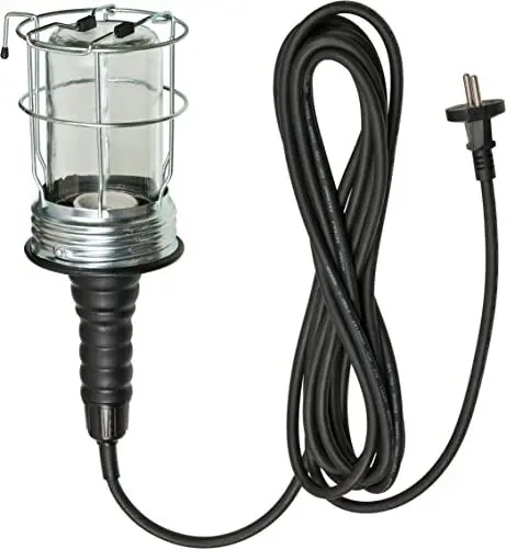 Produktbild: Brennenstuhl Handleuchte/Werktstattlampe aus Hartgummi mit stabilem Schutzkorb (60 W, 136 mm Durchmesser, 5m Kabel) schwarz