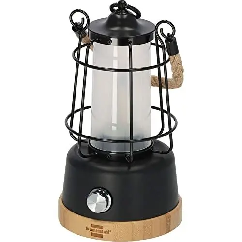 Produktbild: Brennenstuhl LED Akku Campinglampe CAL 1 (350 lm, IP44, bis zu 75h Leuchtdauer, stufenlos dimmbar, Farbtemperatur einstellbar, wiederaufladbare USB Outdoor Lampe mit Hanfseil und Bambussockel)