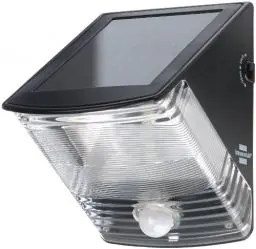 Produktbild: Brennenstuhl LED Solarlampe mit Bewegungsmelder/Außenleuchte mit integriertem Solarpanel und Infrarot Bewegungssensor (LED Strahler IP44, inklusive 3 aufladbarer und austauschbarer Akkus) schwarz