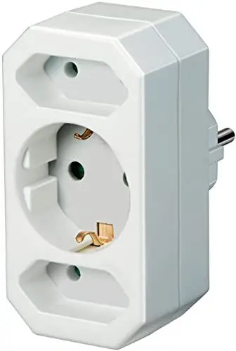 Produktbild: Brennenstuhl Mehrfachsteckdose, Steckdosenadapter 3-Fach mit erhöhtem Berührungsschutz (2 x Eurosteckdose und 1 x Schutzkontakt) weiß
