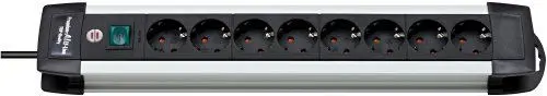Produktbild: Brennenstuhl Premium-Alu-Line, Steckdosenleiste 8-Fach - Mehrfachsteckdose aus hochwertigem Aluminium (mit Schalter und 3m Kabel, Made in Germany)