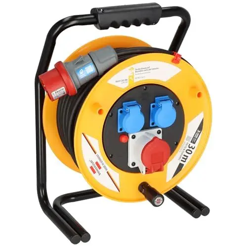 Produktbild: Brennenstuhl Professional Brobusta CEE 1 IP44 Industrie-/Baustellen-Kabeltrommel (CEE-Kabeltrommel mit 30m in schwarz, aus Spezialgummi, für den ständigen Einsatz im Außenbereich, Made in Germany)