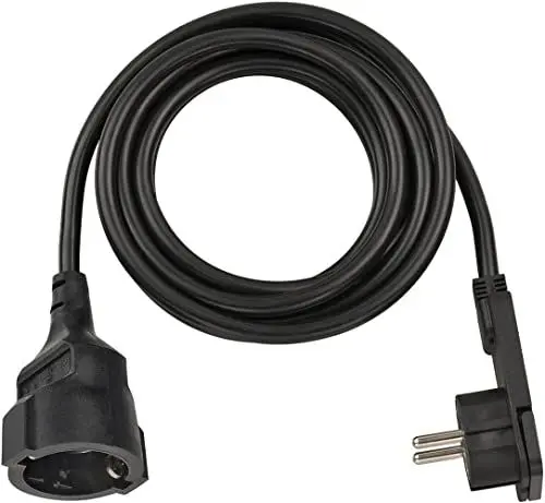 Produktbild: Brennenstuhl Qualitäts-Kunststoff-Verlängerungskabel mit Flachstecker (Verlängerungskabel flach für innen mit 2m Kabel) schwarz