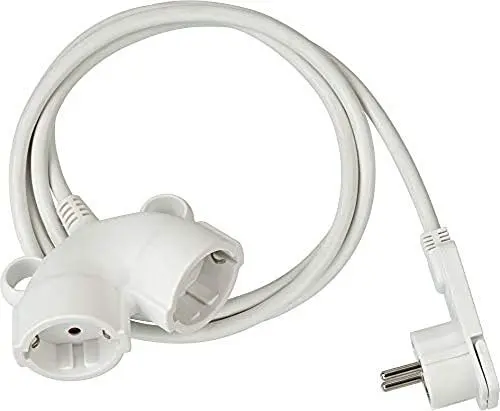 Produktbild: Brennenstuhl Qualitäts-Kunststoff-Verlängerungskabel mit Flachstecker (Verlängerungskabel flach für innen mit 5m Kabel, Strom-Verlängerungskabel mit Doppelsteckdose, 2-Fach Verlängerungskabel) weiß