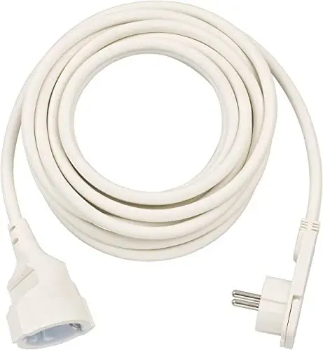 Produktbild: Brennenstuhl Qualitäts-Kunststoff-Verlängerungskabel mit Flachstecker (Verlängerungskabel flach für innen mit 5m Kabel) Weiß, 5m