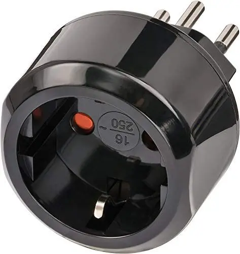 Produktbild: Brennenstuhl Reisestecker/Reiseadapter (Reise-Steckdosenadapter zum Anschluss elektrischer Geräte mit Schutzkontakt Stecksystem in Ländern mit Schweizer Stecksystem) schwarz