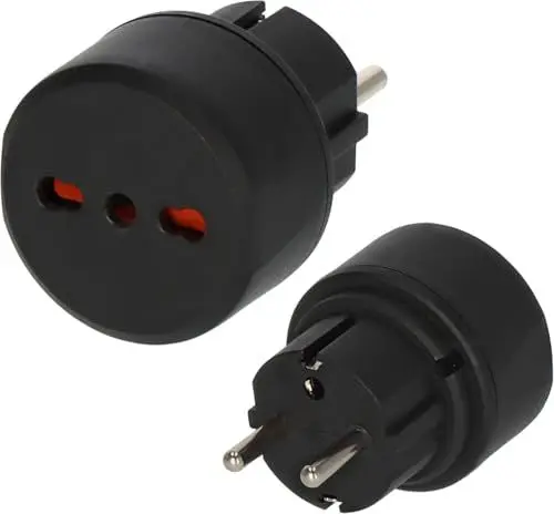 Produktbild: Brennenstuhl Reisestecker/Reiseadapter (Reise-Steckdosenadapter zum Anschluss elektrischer Geräte mit italienischem Stecksystem in Ländern mit Schutzkontakt Stecksystem) schwarz