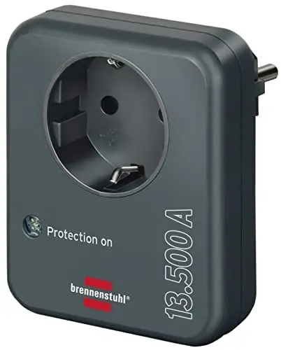 Produktbild: Brennenstuhl Steckdosenadapter mit Überspannungsschutz 13.500 A (Adapter als Blitzschutz für Elektrogeräte) anthrazit
