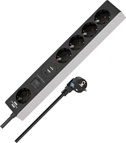 Produktbild: Brennenstuhl Steckdosenleiste 5-Fach mit USB C Power Delivery und 2 USB (USB C Mehrfachsteckdose zum Schellladen, 1x USB C Power Delivery, 2X USB 2,4A)