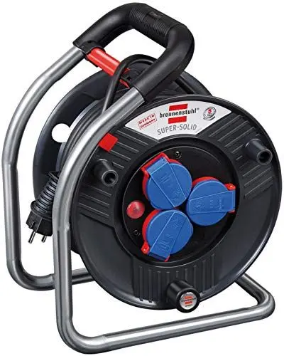 Produktbild: Brennenstuhl Super-Solid IP44 Gewerbe-/Baustellen-Kabeltrommel (25m Kabel in schwarz, Spezialkunststoff, Baustelleneinsatz und Einsatz im Außenbereich, Made in Germany)