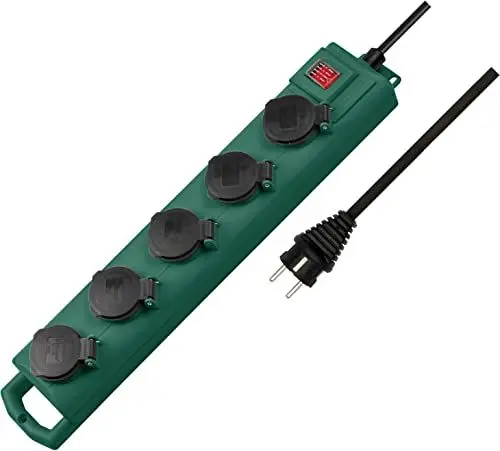 Produktbild: Brennenstuhl Super-Solid SL 554 Garten-Steckdosenverteiler/Outdoor Steckdosenleiste für den Einsatz im Garten (Mehrfachsteckdose 5-Fach, 5m Kabel, mit Schalter, IP54) grün