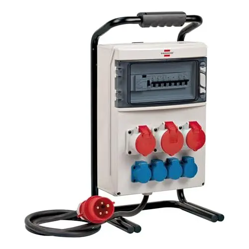 Produktbild: Brennenstuhl Tragbarer Stromverteiler (1x32A + 2x16A CEE-Steckdosen, 2m Kabel, für ständigen Einsatz im Freien, mit FI-Personenschutz, Made in Germany)