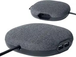 Produktbild: Brennenstuhl Estilo Ladestation mit Textiloberfläche (Möbel-Steckdose mit 1x Euro-Steckdose und 2X USB-Charger) schwarz/anthrazit