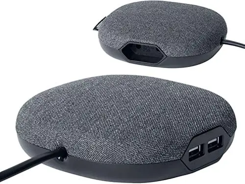 Produktbild: Brennenstuhl Estilo Ladestation mit Textiloberfläche (Möbel-Steckdose mit 1x Euro-Steckdose und 2X USB-Charger) schwarz/anthrazit