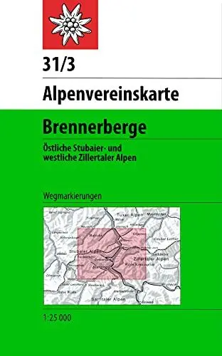 Produktbild: Brennerberge: Topographische Karte 1:50.000 mit Wegmarkierungen: Östliche Stubaier- und westliche Zillertaler Alpen (Alpenvereinskarten)