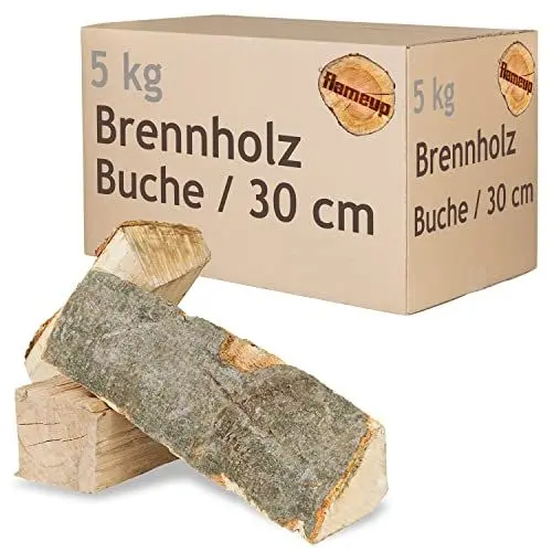 Produktbild: Brennholz Buche Kaminholz 30 cm Holz 5 kg Für Ofen und Kamin Kaminofen Feuerschale Grill Feuerholz Buchenholz Holzscheite Wood flameup