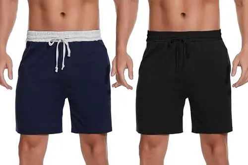 Produktbild: Bresdk Schlafanzughose Herren Kurz Baumwolle Schlafhose Kurze Pyjamahose Männer 2er XL