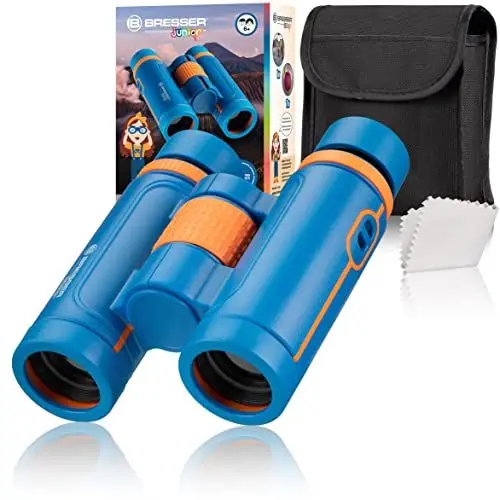 Produktbild: BRESSER JUNIOR 7x30 Fernglas für Kinder ab 6 Jahren, Feldstecher mit 7-facher Vergrößerung und Dioptrienausgleich, inklusive Tragetasche für Natur- und Vogelbeobachtungen sowie Wandern Reise und Sport