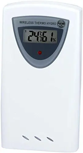 Produktbild: Bresser Funkwetterstation Thermo/Hygro Sensor 5 Kanal 433 Mhz Frequenz für Temperatur- und Luftfeuchtigkeitsermittlung mit digitaler Anzeige und 50 Meter Reichweite im Freien, weiß