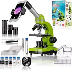 Produktbild: Bresser Junior Schülermikroskop BIOLUX SEL mit Smartphonehalter, reichhaltigem Zubehör und Barlow-Zoom-System für Kinder, Einsteiger und Erwachsene, grün