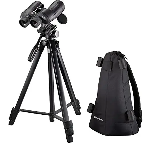 Produktbild: Bresser NightExplorer 7x50 extrem lichtstarkes, wasserdichtes Fernglas für Astronomie mit Stativ und Rucksack