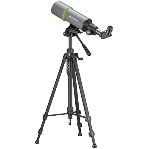Produktbild: Bresser Teleskop für Erwachsene NightExplorer Reiseteleskop mit 80-mm-Öffnung, 400-mm-Brennweite inklusive azimutaler Montierung, Stativ, Rucksack, Zubehör schwarz/grau