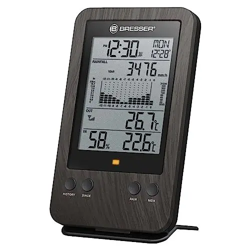 Produktbild: Bresser Wetterstation Funk mit Außensensor WTW Profi Regenmesser in Holzoptik